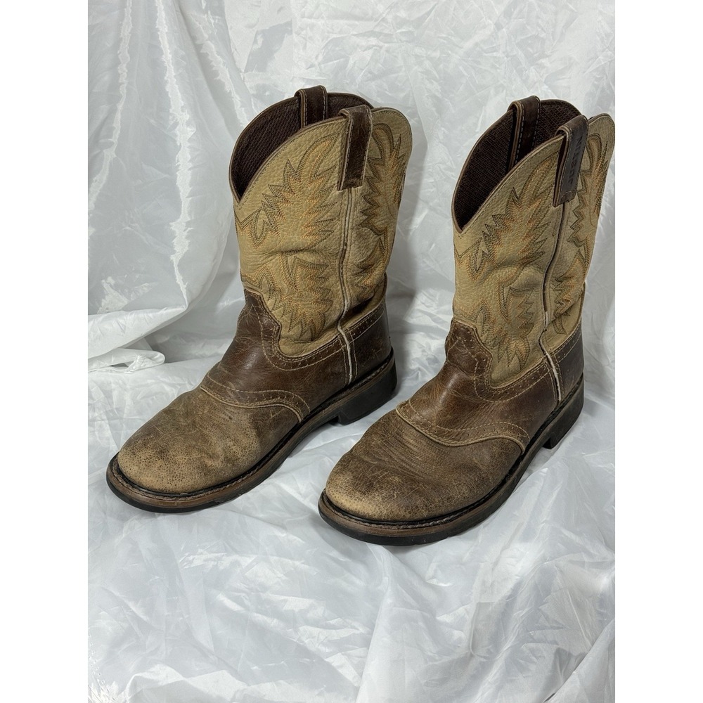 Justin Work Western Cowboy Boots Mens 9 1/2D Wk4660 Brown Stains